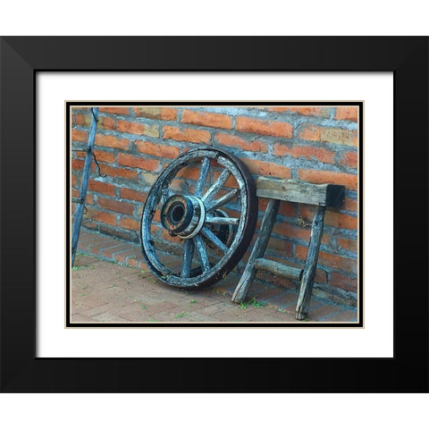 Wagon Wheel Black Modern Wood Framed Art Print with Double Matting by Popcorn