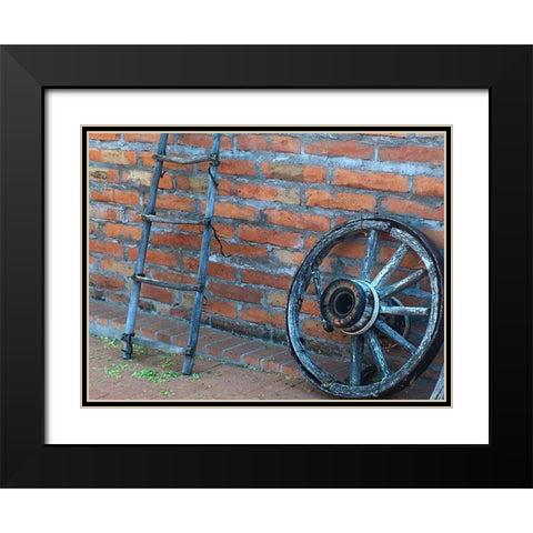 Wagon Wheel Black Modern Wood Framed Art Print with Double Matting by Popcorn