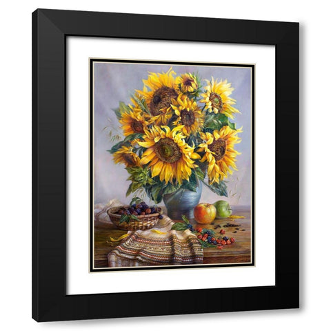 Sunflowers Black Modern Wood Framed Art Print with Double Matting by Dandorf, Olga