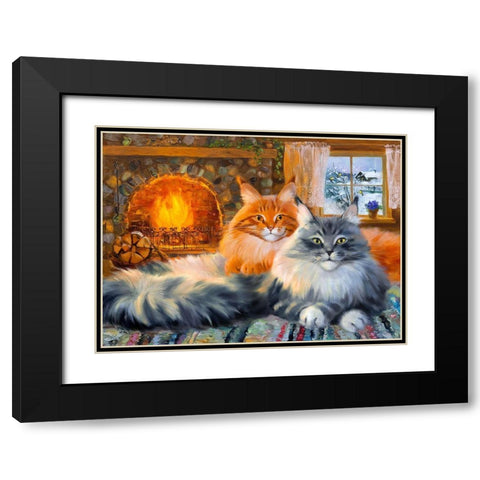 By the fireplace. In the country Black Modern Wood Framed Art Print with Double Matting by Kotinova, Galina
