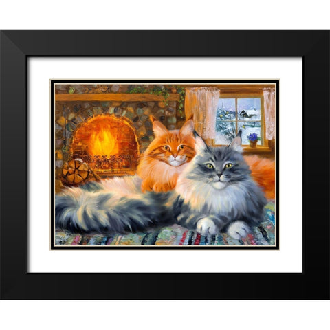 By the fireplace. In the country Black Modern Wood Framed Art Print with Double Matting by Kotinova, Galina