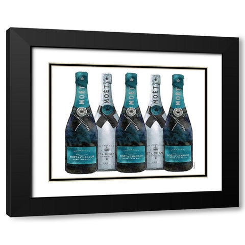 Champange 5 Teal and Silver Black Modern Wood Framed Art Print with Double Matting by Greenwood, Amanda