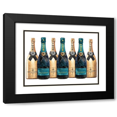 Champange 7 Teal and Gold Black Modern Wood Framed Art Print with Double Matting by Greenwood, Amanda