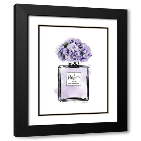 Parfume Purple with Hydrangea Black Modern Wood Framed Art Print with Double Matting by Greenwood, Amanda
