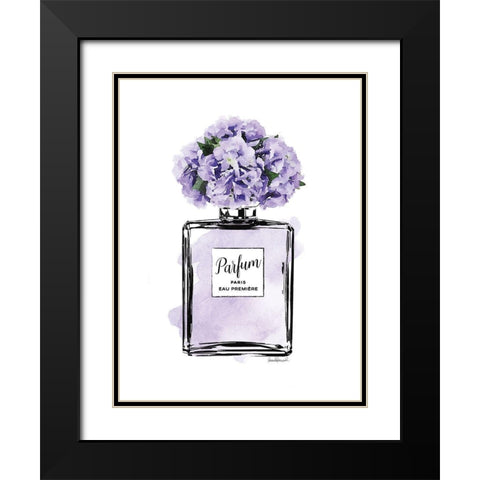 Parfume Purple with Hydrangea Black Modern Wood Framed Art Print with Double Matting by Greenwood, Amanda