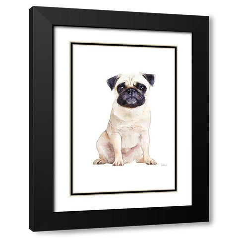 Pug Black Modern Wood Framed Art Print with Double Matting by Greenwood, Amanda