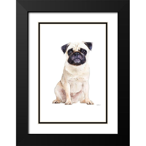 Pug Black Modern Wood Framed Art Print with Double Matting by Greenwood, Amanda