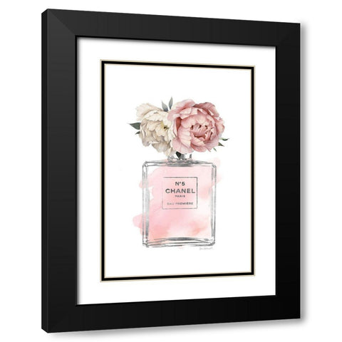 Silver Bottle Blush with Peony Black Modern Wood Framed Art Print with Double Matting by Greenwood, Amanda
