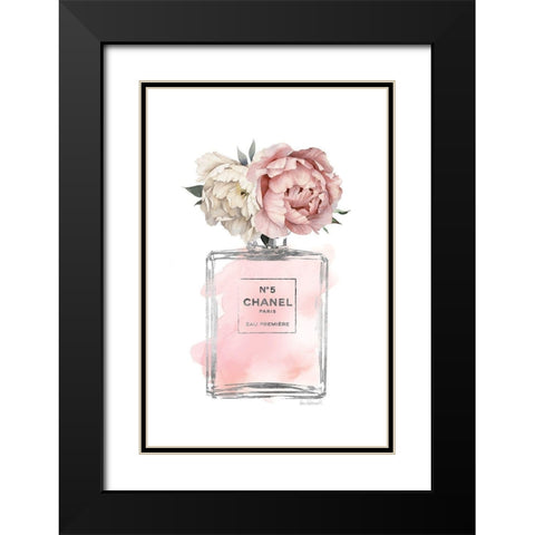 Silver Bottle Blush with Peony Black Modern Wood Framed Art Print with Double Matting by Greenwood, Amanda