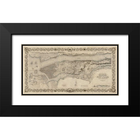 City and Country of New York 1 Black Modern Wood Framed Art Print with Double Matting by Stiles, S.