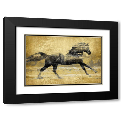 Running Horse Gold I Black Modern Wood Framed Art Print with Double Matting by Blake, Madeline