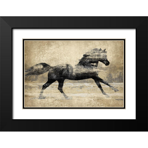 Running Horse Gold II Black Modern Wood Framed Art Print with Double Matting by Blake, Madeline
