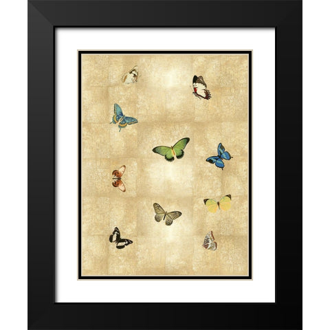 Butterflies on Gold I Black Modern Wood Framed Art Print with Double Matting by Blake, Madeline