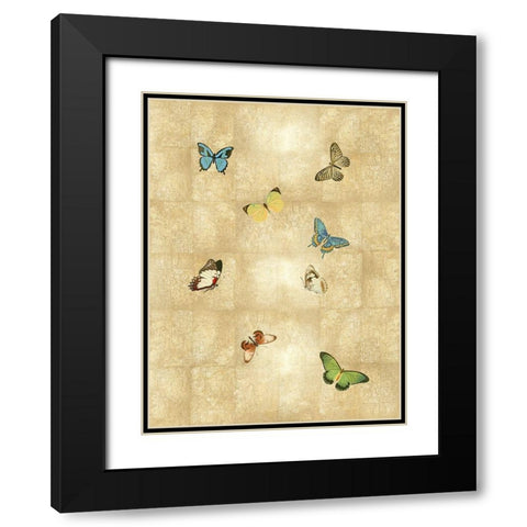 Butterflies on Gold II Black Modern Wood Framed Art Print with Double Matting by Blake, Madeline