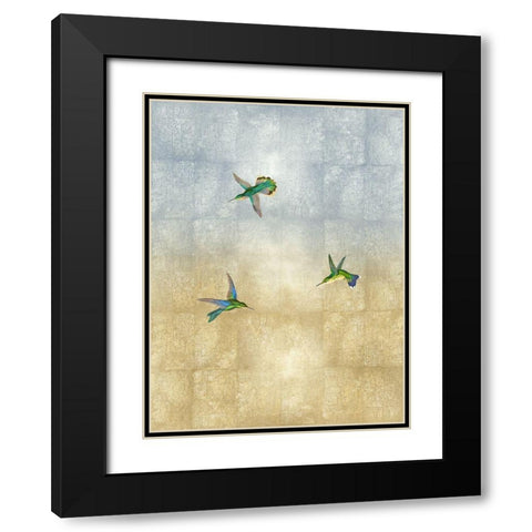 Hummingbirds in Flight I Black Modern Wood Framed Art Print with Double Matting by Blake, Madeline