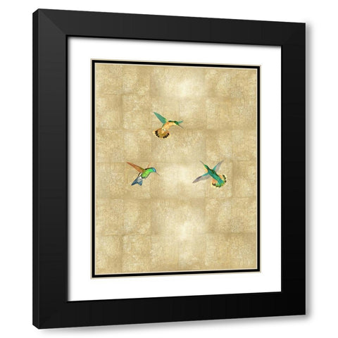 Hummingbirds on Gold I Black Modern Wood Framed Art Print with Double Matting by Blake, Madeline