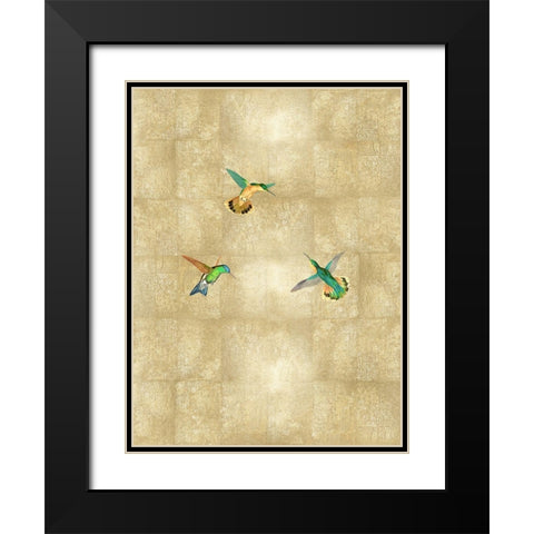 Hummingbirds on Gold I Black Modern Wood Framed Art Print with Double Matting by Blake, Madeline