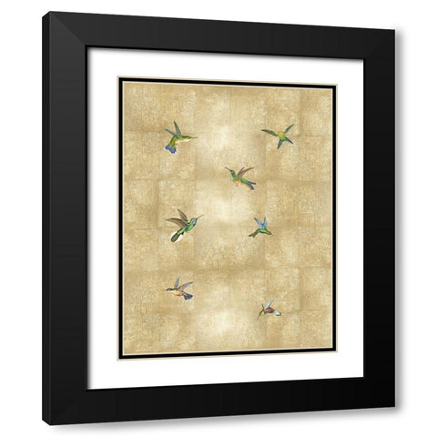 Hummingbirds on Gold III Black Modern Wood Framed Art Print with Double Matting by Blake, Madeline