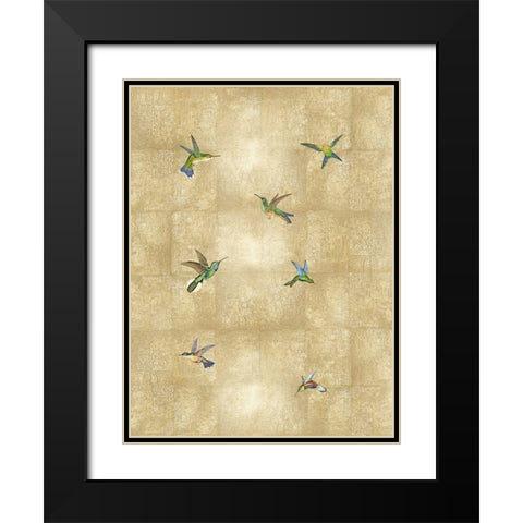 Hummingbirds on Gold III Black Modern Wood Framed Art Print with Double Matting by Blake, Madeline