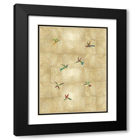 Hummingbirds on Gold IV Black Modern Wood Framed Art Print with Double Matting by Blake, Madeline