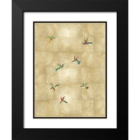 Hummingbirds on Gold IV Black Modern Wood Framed Art Print with Double Matting by Blake, Madeline