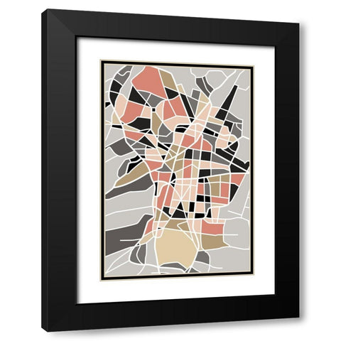 City Grid Black Modern Wood Framed Art Print with Double Matting by Creative Artists Studio