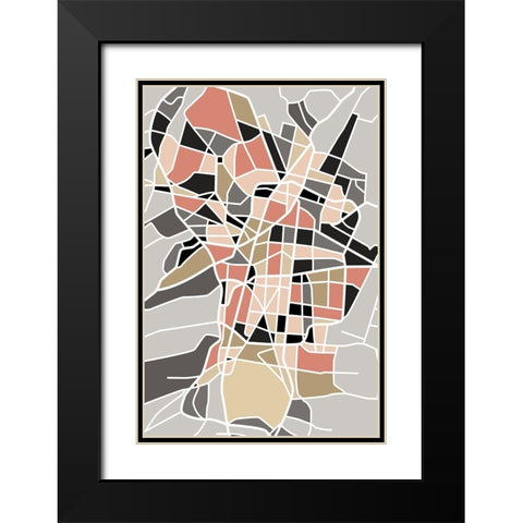 City Grid Black Modern Wood Framed Art Print with Double Matting by Creative Artists Studio