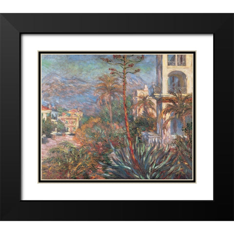 Les Villas a Bordighera Black Modern Wood Framed Art Print with Double Matting by Monet, Claude