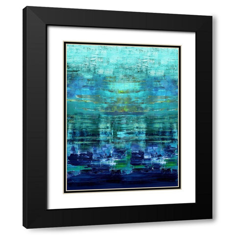 Aqua Reflections Black Modern Wood Framed Art Print with Double Matting by Corbin, Allie