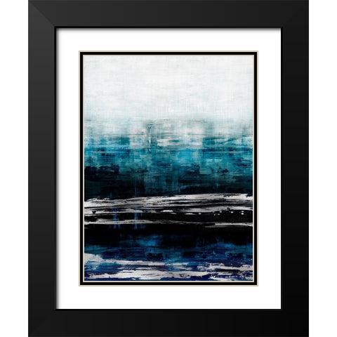 Aqua Reflections with Silver Black Modern Wood Framed Art Print with Double Matting by Corbin, Allie