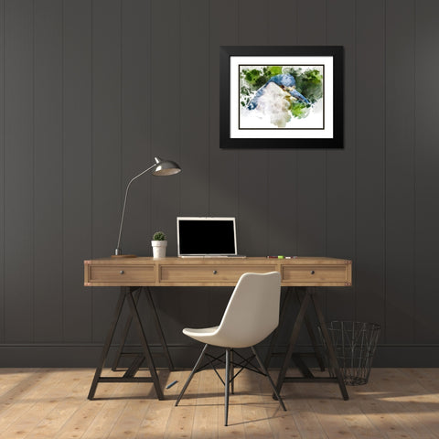 Blue Bird Black Modern Wood Framed Art Print with Double Matting by Young, Chamira