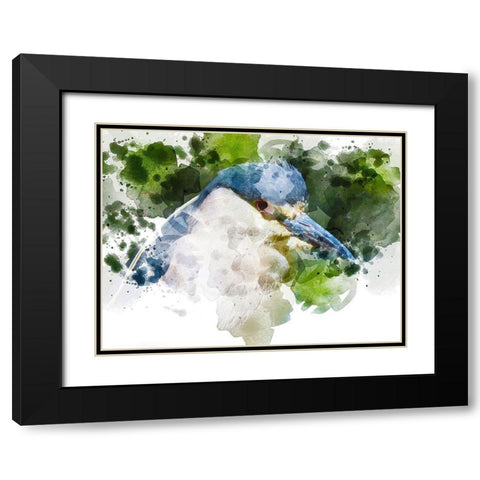 Blue Bird Black Modern Wood Framed Art Print with Double Matting by Young, Chamira