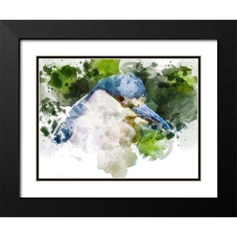 Blue Bird Black Modern Wood Framed Art Print with Double Matting by Young, Chamira