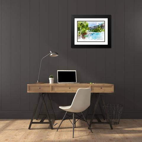 River Run I Black Modern Wood Framed Art Print with Double Matting by Young, Chamira