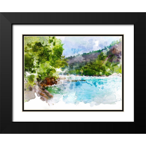 River Run I Black Modern Wood Framed Art Print with Double Matting by Young, Chamira
