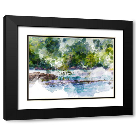 River Run II Black Modern Wood Framed Art Print with Double Matting by Young, Chamira