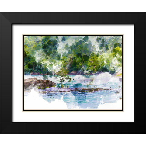 River Run II Black Modern Wood Framed Art Print with Double Matting by Young, Chamira