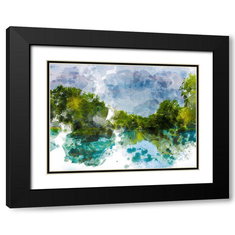 River Run III Black Modern Wood Framed Art Print with Double Matting by Young, Chamira