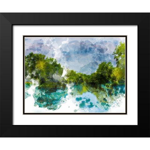 River Run III Black Modern Wood Framed Art Print with Double Matting by Young, Chamira