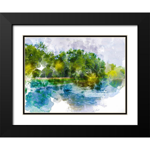 River Run IV Black Modern Wood Framed Art Print with Double Matting by Young, Chamira