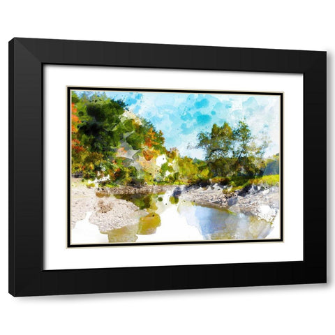 Tranquil Lake I Black Modern Wood Framed Art Print with Double Matting by Young, Chamira