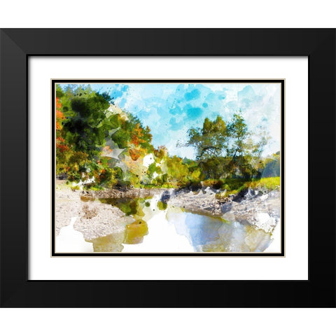 Tranquil Lake I Black Modern Wood Framed Art Print with Double Matting by Young, Chamira