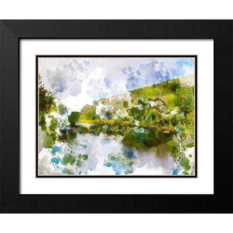 Tranquil Lake II Black Modern Wood Framed Art Print with Double Matting by Young, Chamira