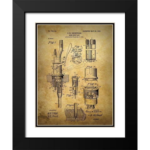 Beer Keg Tap 1903 Black Modern Wood Framed Art Print with Double Matting by Sproul, Dan