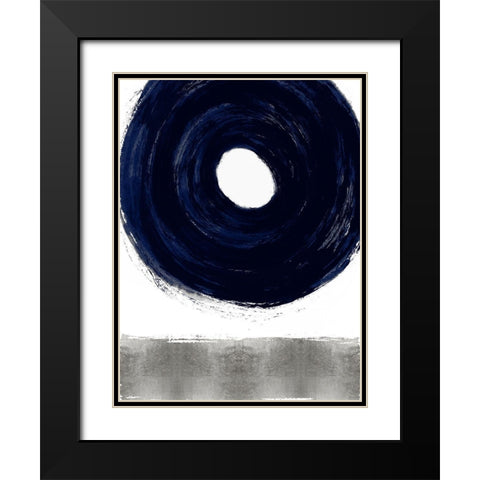Glide Blue I Black Modern Wood Framed Art Print with Double Matting by Roberts, Ellie