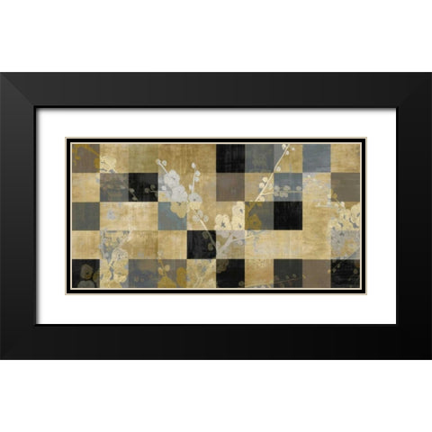 Blossoms In Gold Black Modern Wood Framed Art Print with Double Matting by Lange, Erin