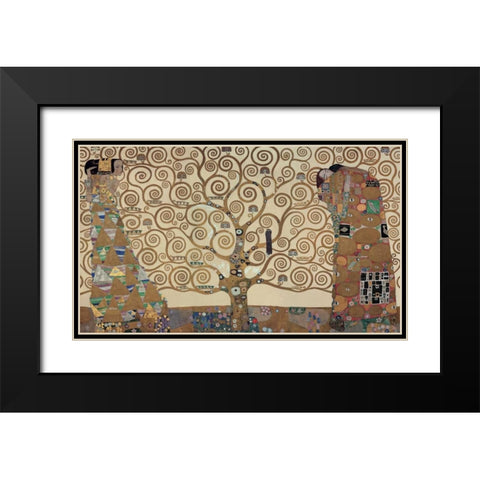 The Tree of Life - Stoclet Fri Black Modern Wood Framed Art Print with Double Matting by Klimt, Gustav