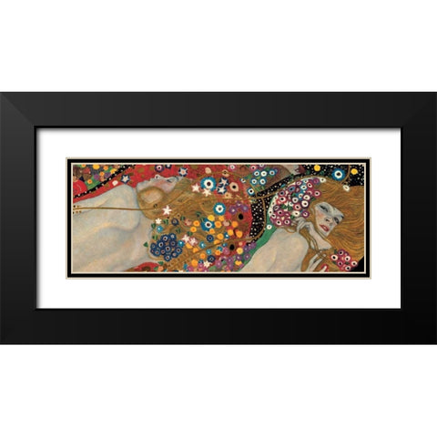 Sea Serpents Black Modern Wood Framed Art Print with Double Matting by Klimt, Gustav