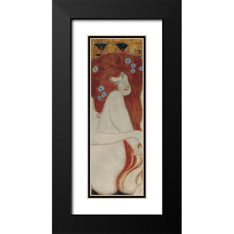 Beethoven Frieze Black Modern Wood Framed Art Print with Double Matting by Klimt, Gustav