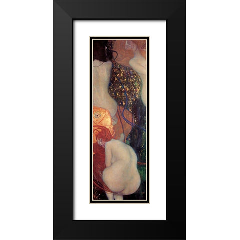 Goldfish Black Modern Wood Framed Art Print with Double Matting by Klimt, Gustav